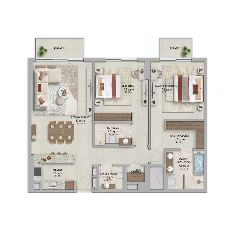 2 bedroom Apartments floor plan at The Wilds Residences
