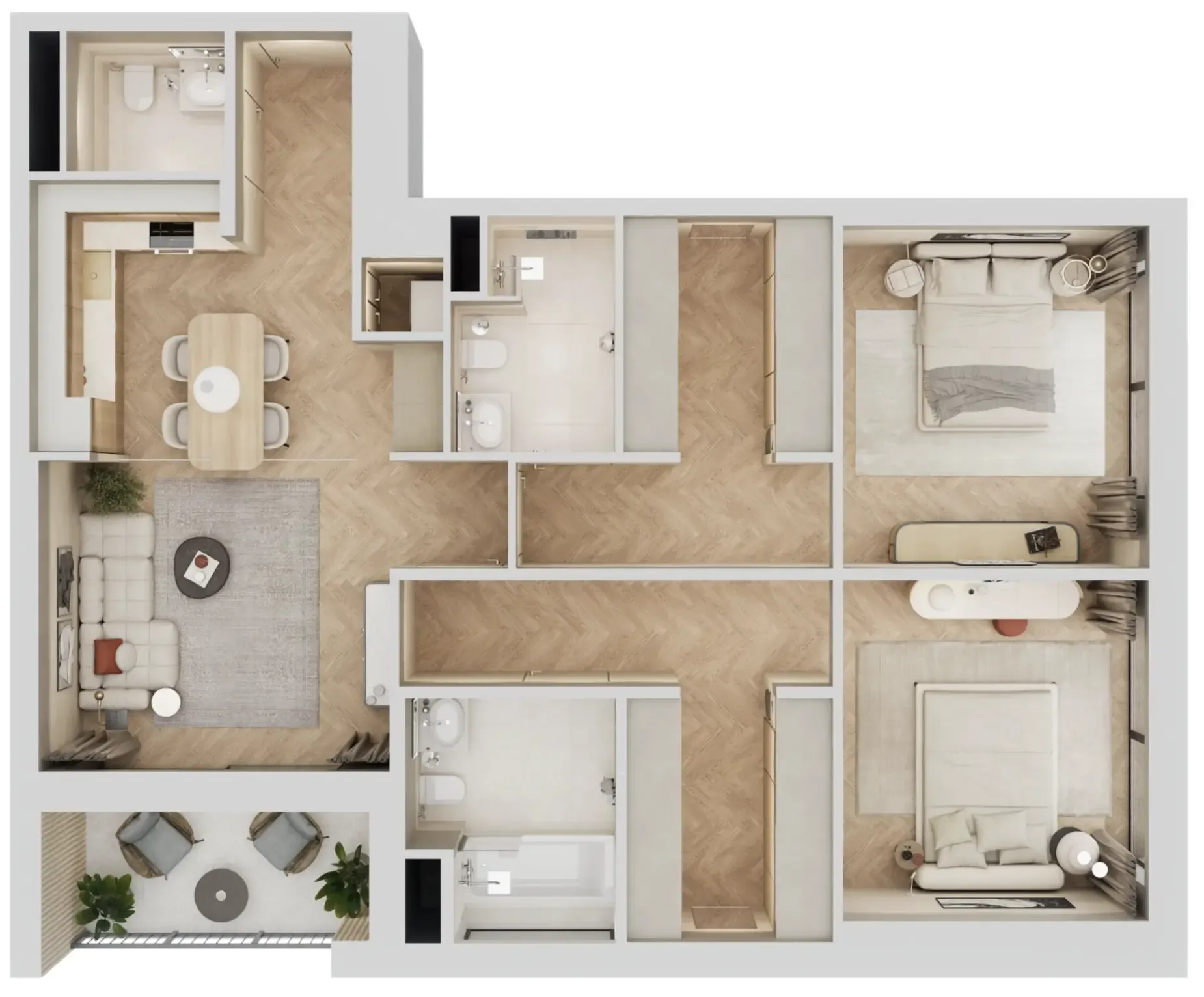 2 bedroom Apartments floor plan at Arisha Terraces