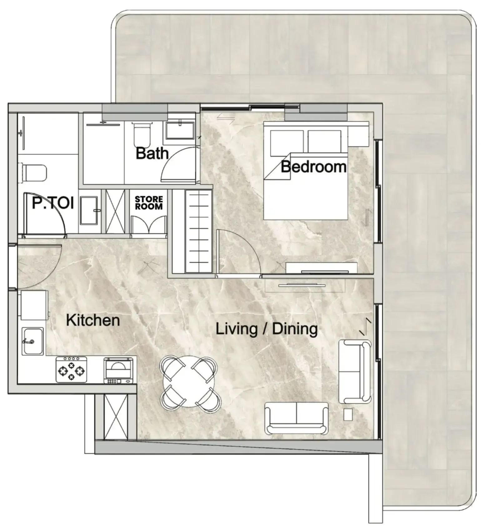1 bedroom Apartments floor plan at Zyra Vista Residence