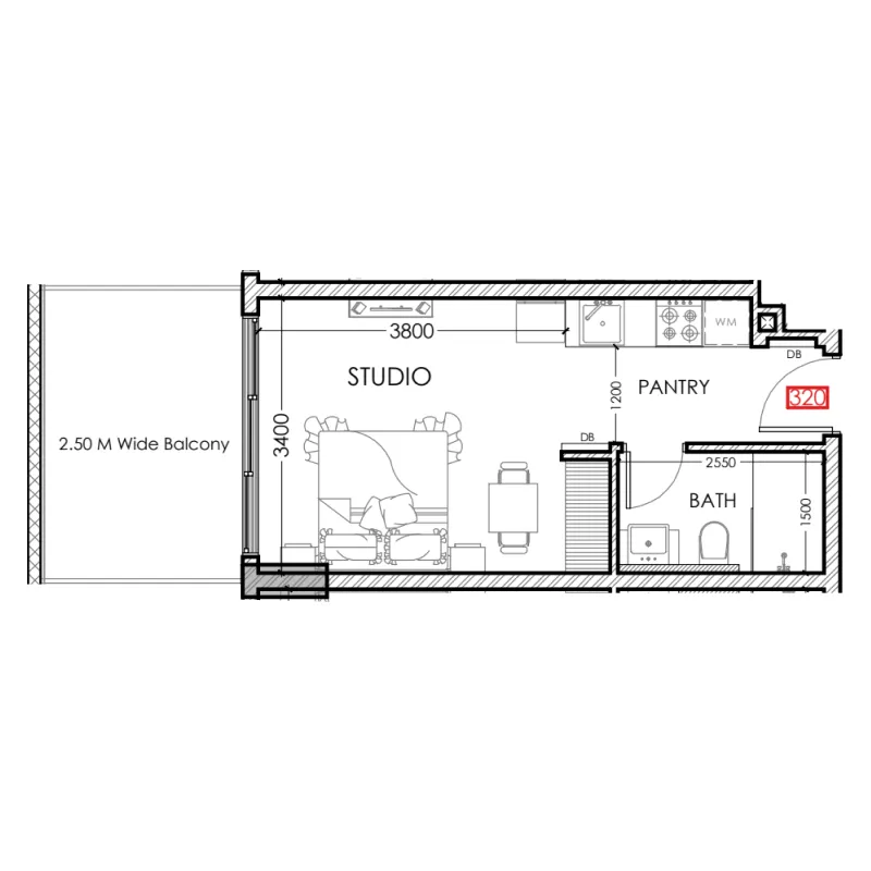 0 bedroom Apartments floor plan at Al Haseen Residences 5