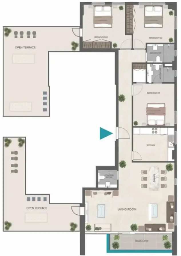 3 bedroom Penthouse floor plan at Eden Golf Views 1