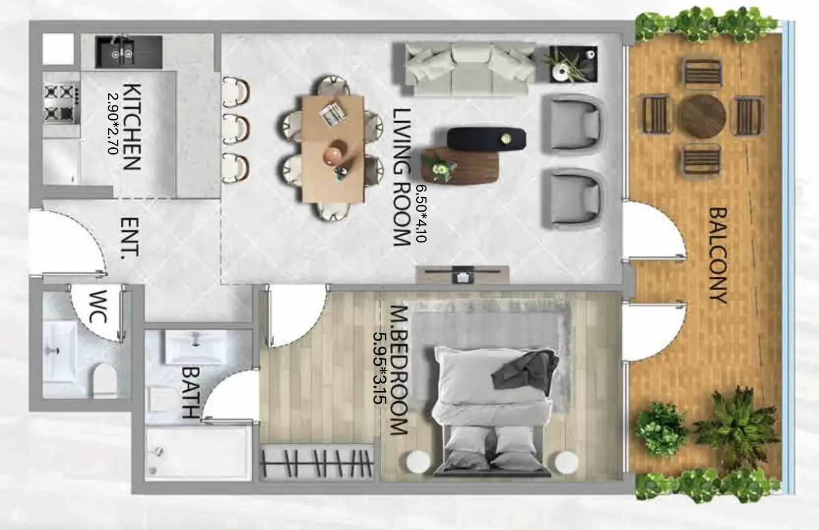 1 bedroom Apartments floor plan at 311 Boulevard