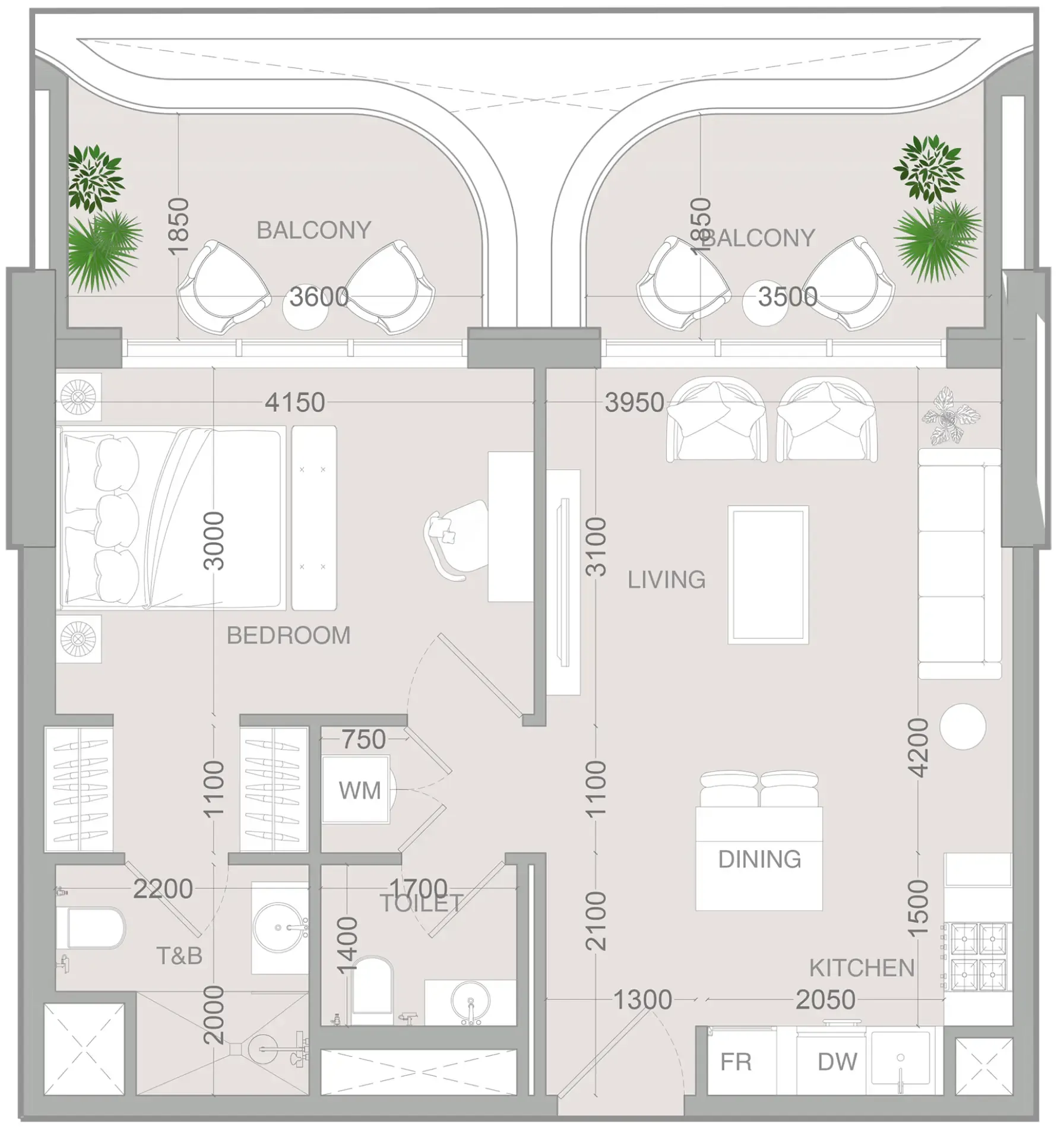 1 bedroom Apartments floor plan at ALTA V1EW