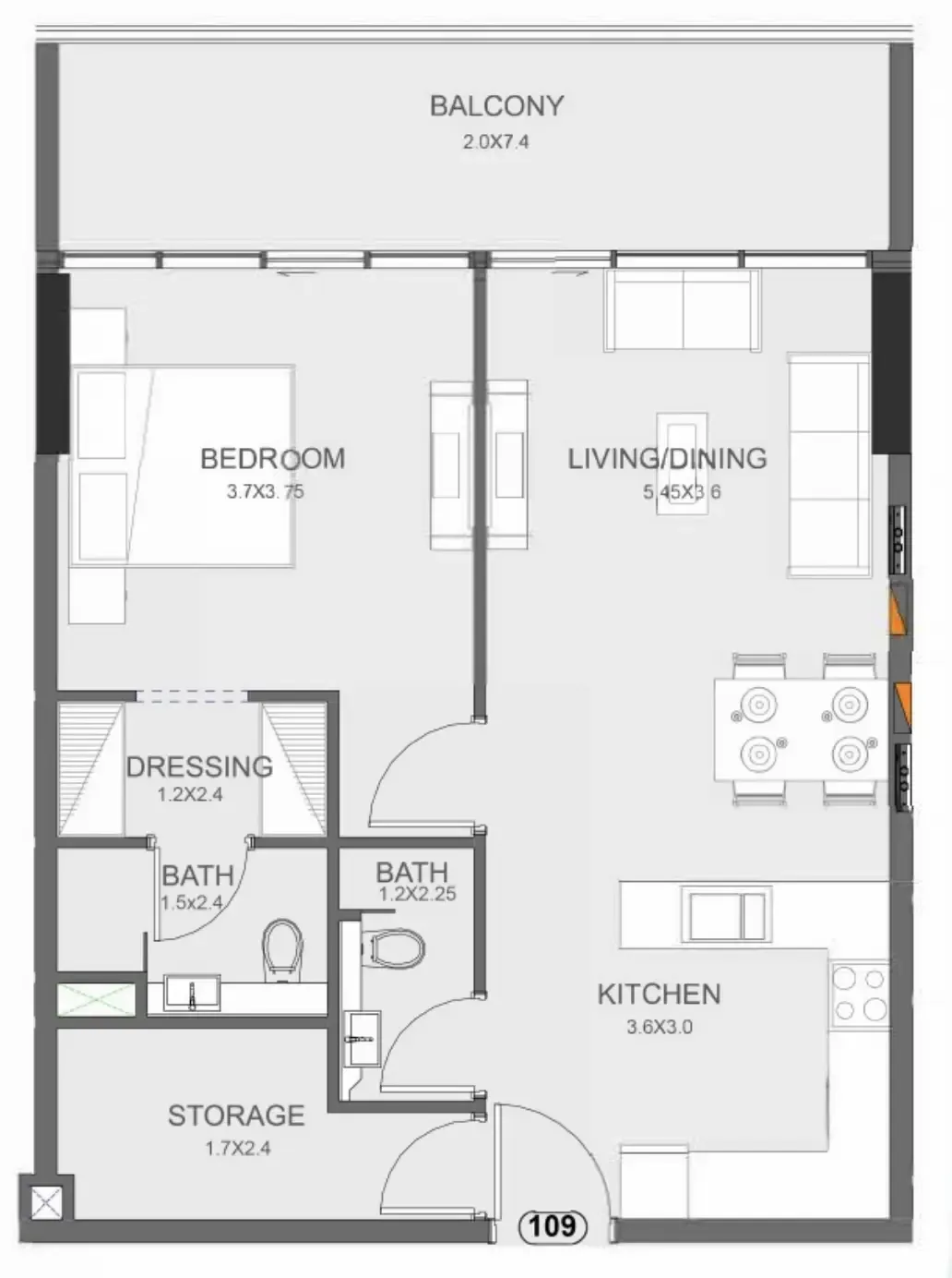 1.5 bedroom Apartments floor plan at Floarea Oasis