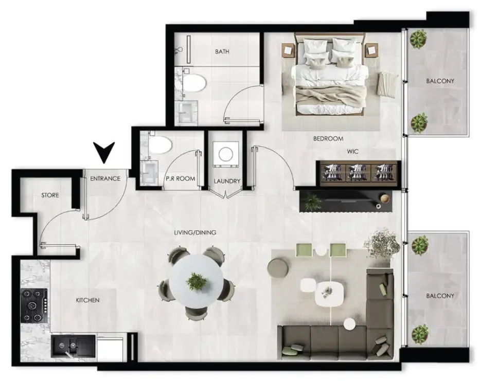 1 bedroom Apartments floor plan at The Willows Residences
