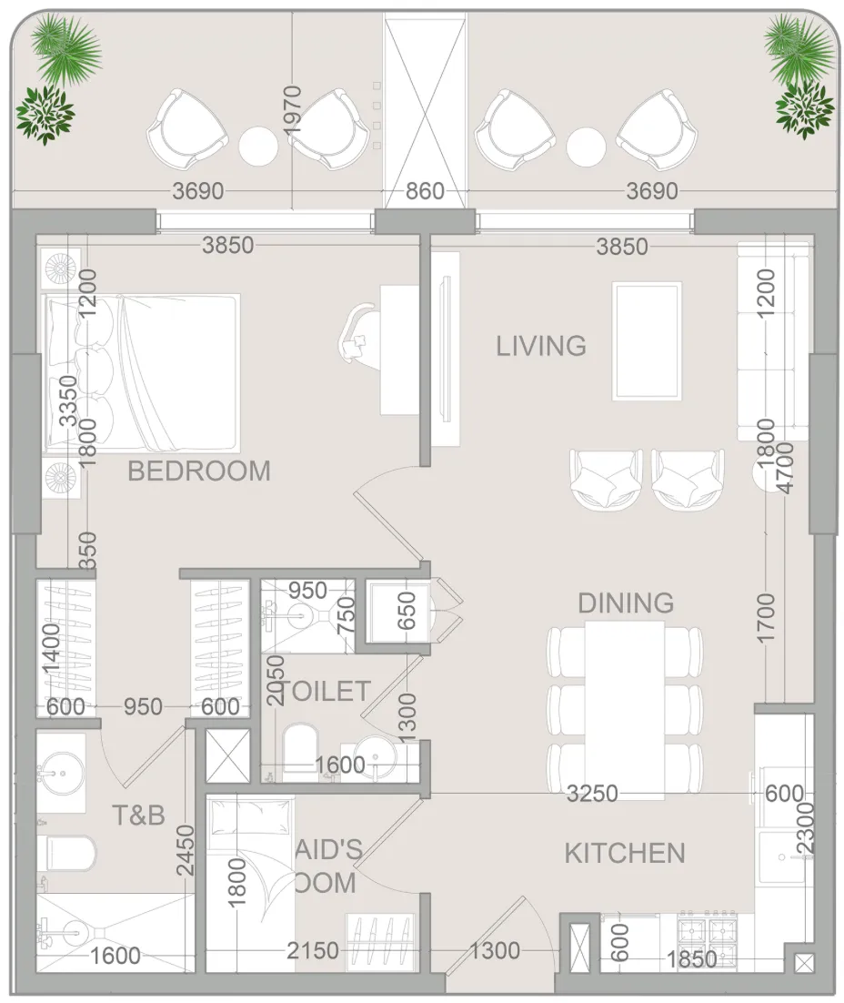 1.5 bedroom Apartments floor plan at TETR1S Tower