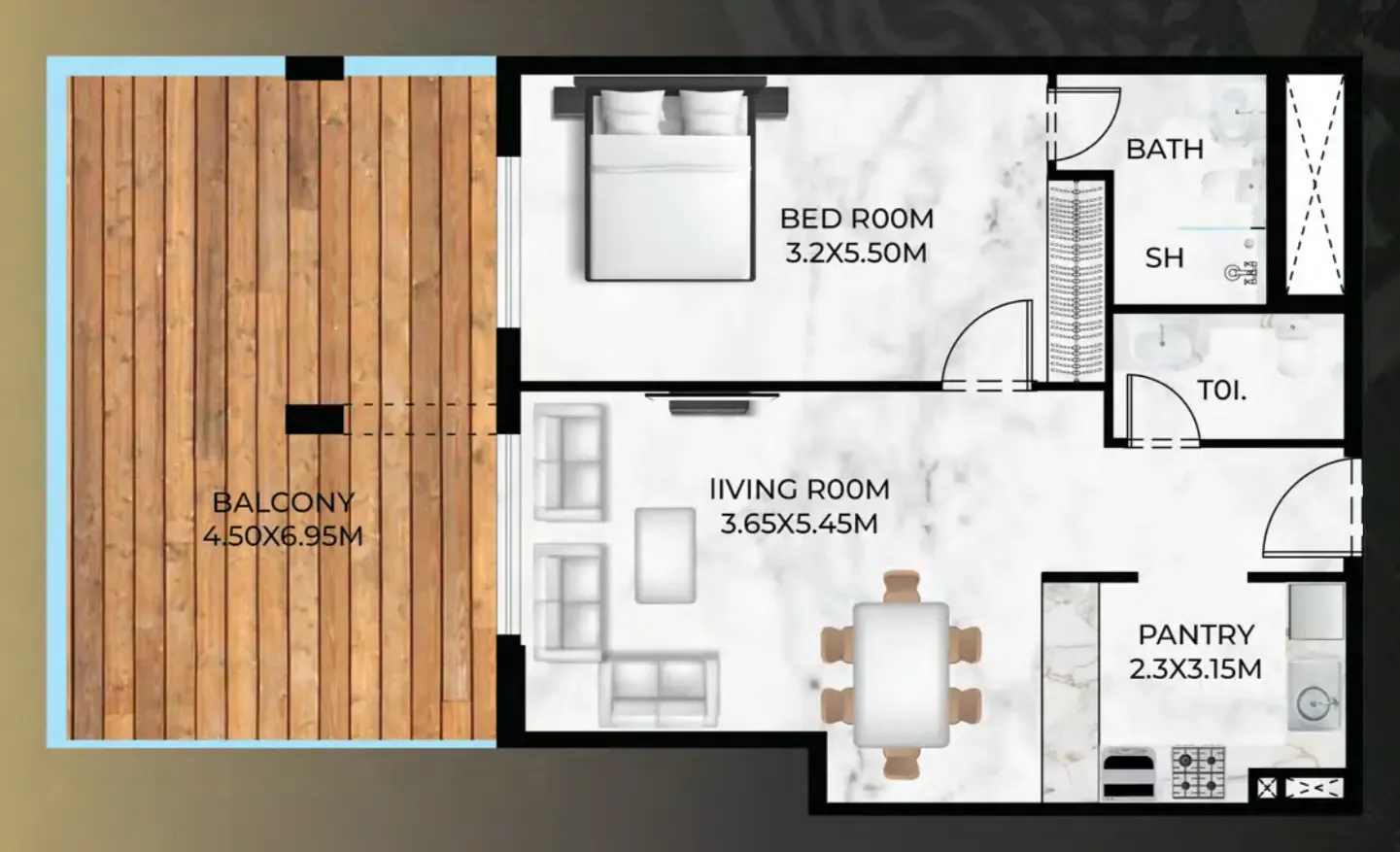1 bedroom Apartments floor plan at Lumina Vista