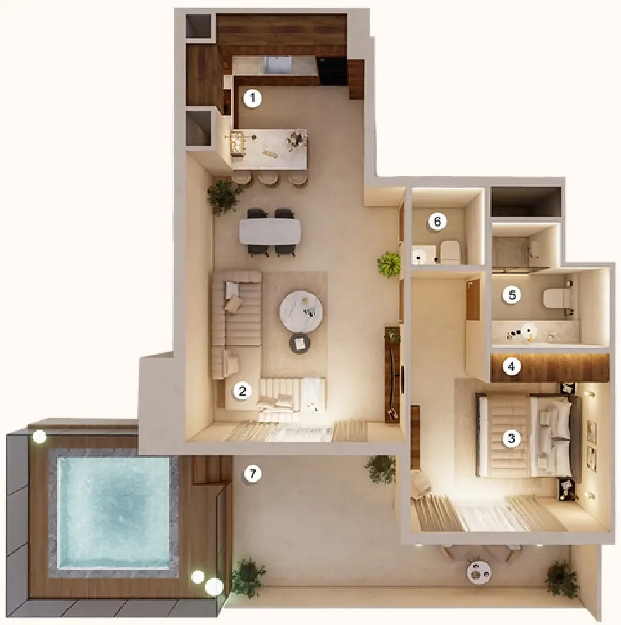 1 bedroom Apartments floor plan at Q Gardens Aliya