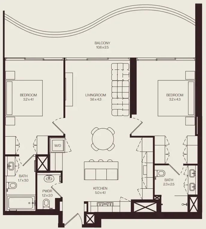 2 bedroom Apartments floor plan at The Weave – Al Ghurair