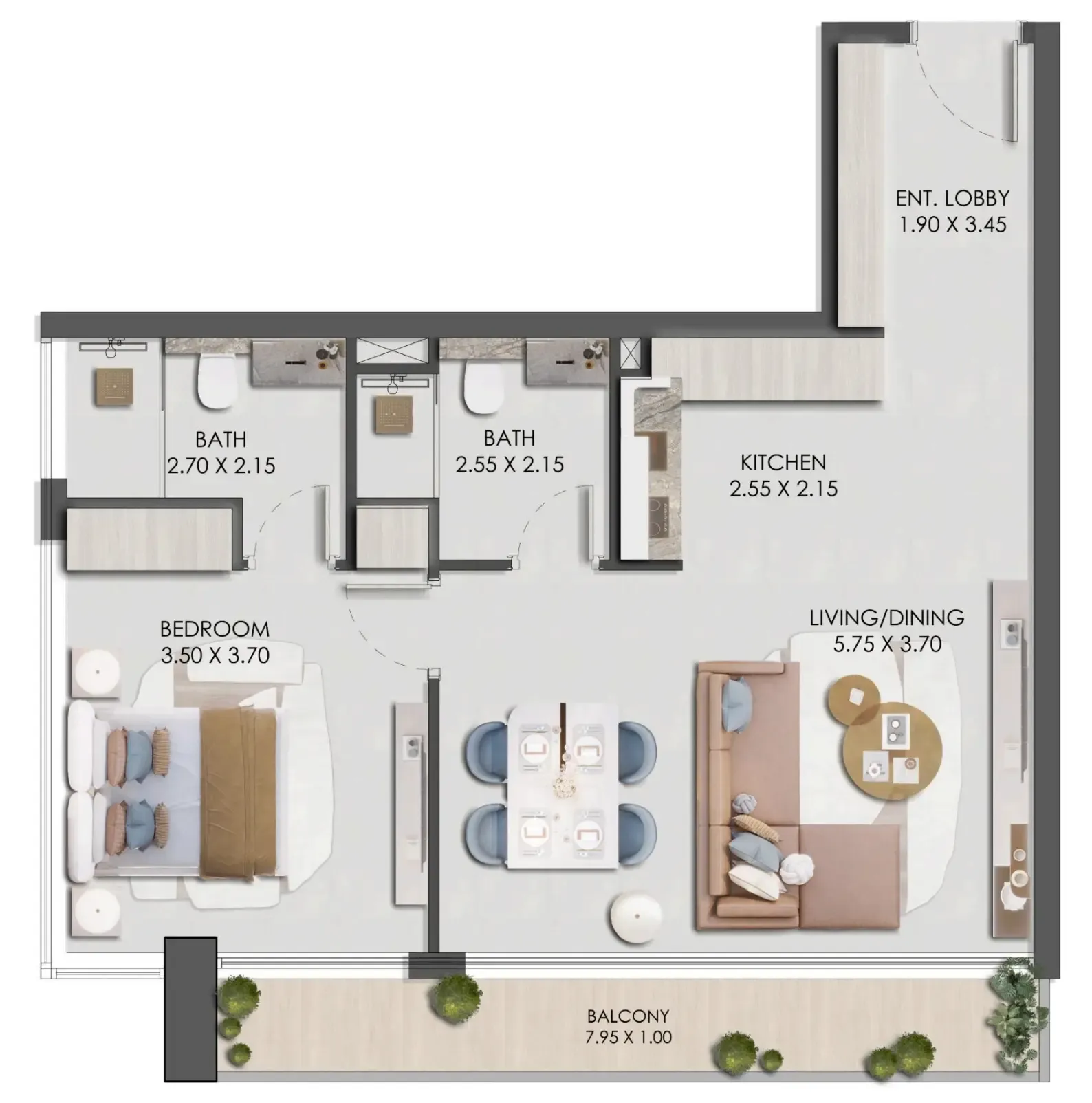 1 bedroom Apartments floor plan at Legado by Prescott