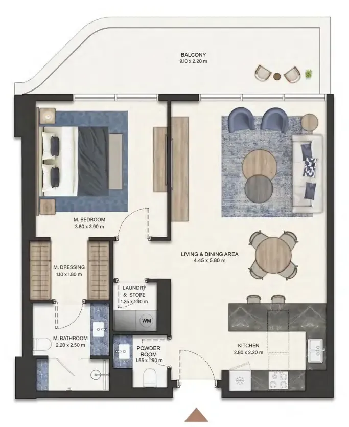 1 bedroom Apartments floor plan at Seamont Autograph Collection Residences