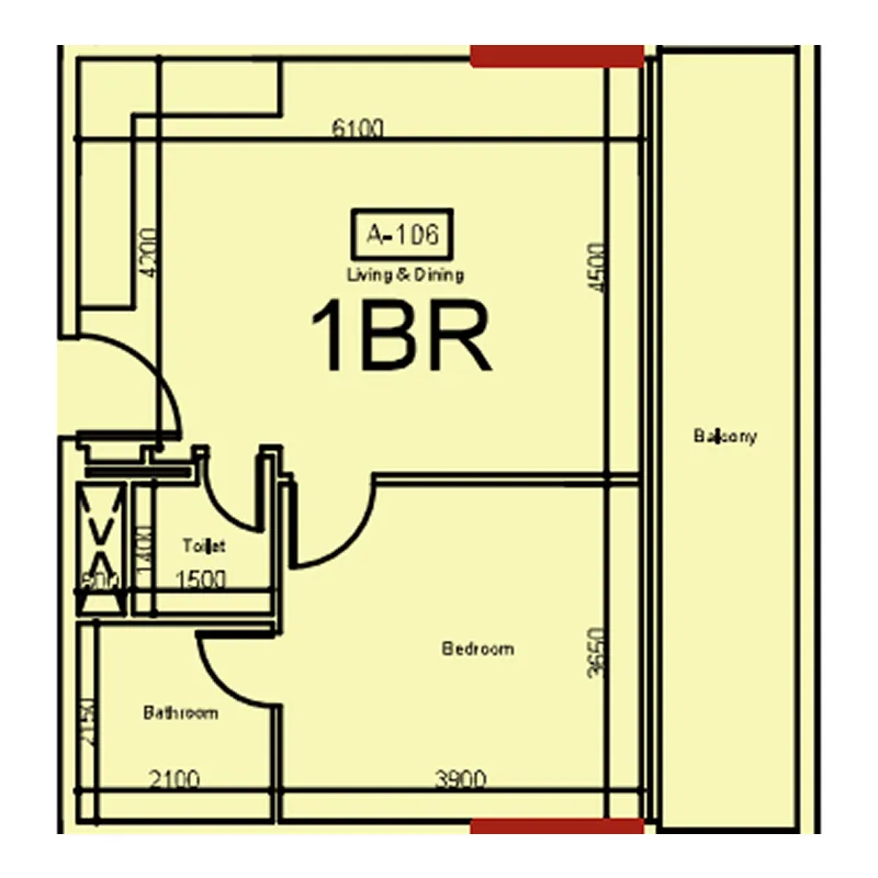 1 bedroom apartments floor plan at Green Source