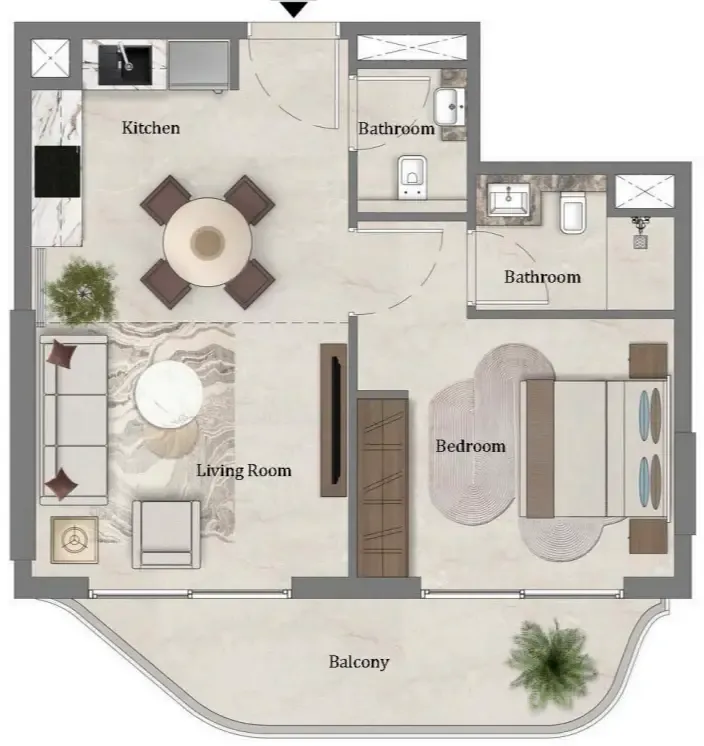 1 bedroom Apartments floor plan at Mirari Lagoon by Zoya