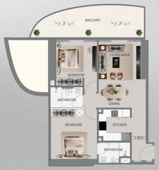 2 bedroom Apartments floor plan at Maybach Ultimate Luxury