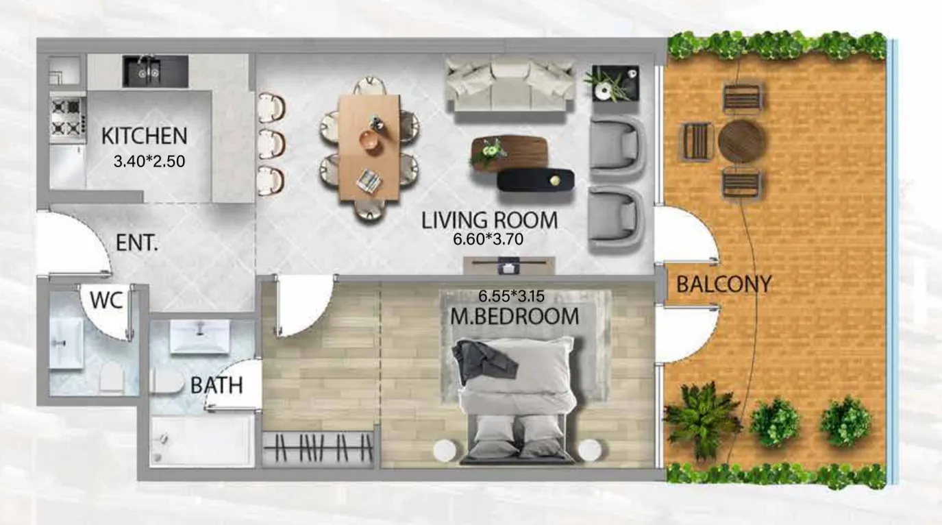 1 bedroom Apartments floor plan at 311 Boulevard