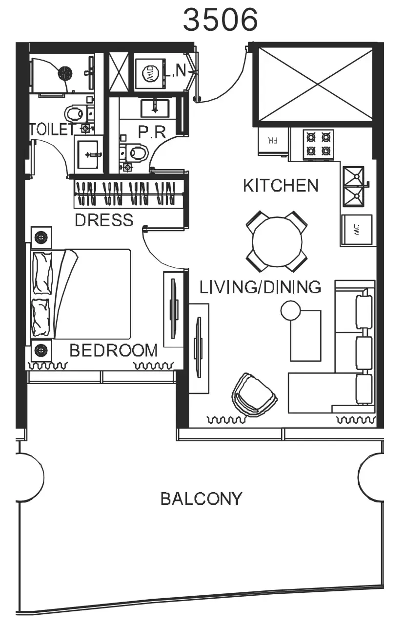 1 bedroom Apartments floor plan at The WOW Tower