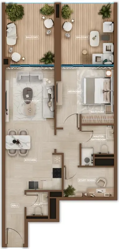 1.5 bedroom Apartments floor plan at Sky Hills Astra