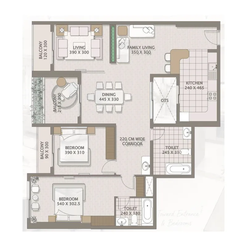 2 bedroom Apartments floor plan at Platinum Heights