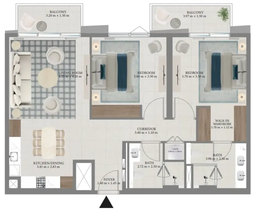 2 bedroom Apartments floor plan at Fior 1
