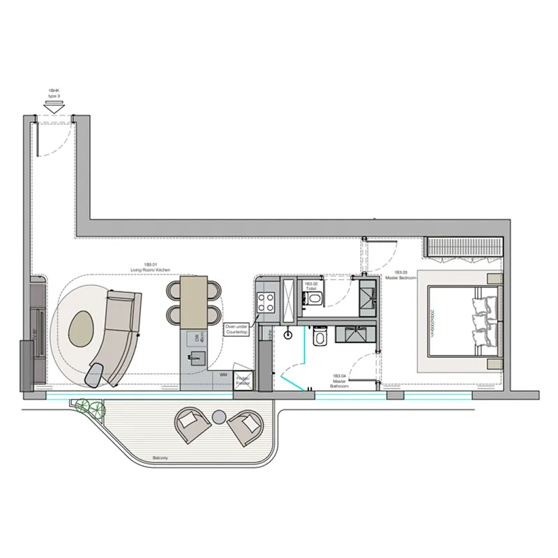 1 bedroom Apartments floor plan at Helvetia Verde