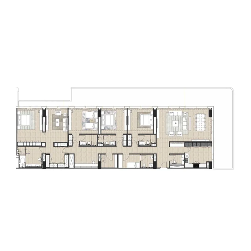 4 bedroom apartments floor plan at Juman 1