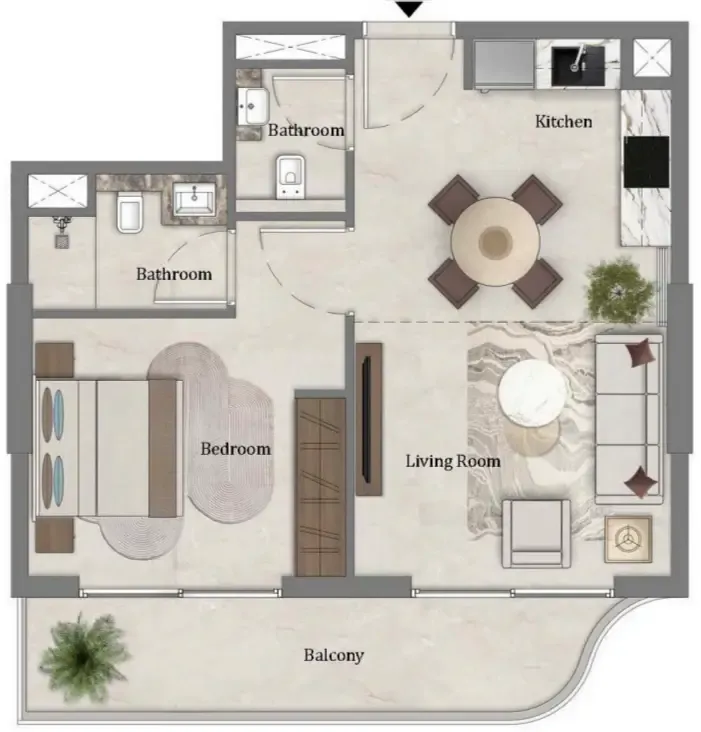 1 bedroom Apartments floor plan at Mirari Lagoon by Zoya