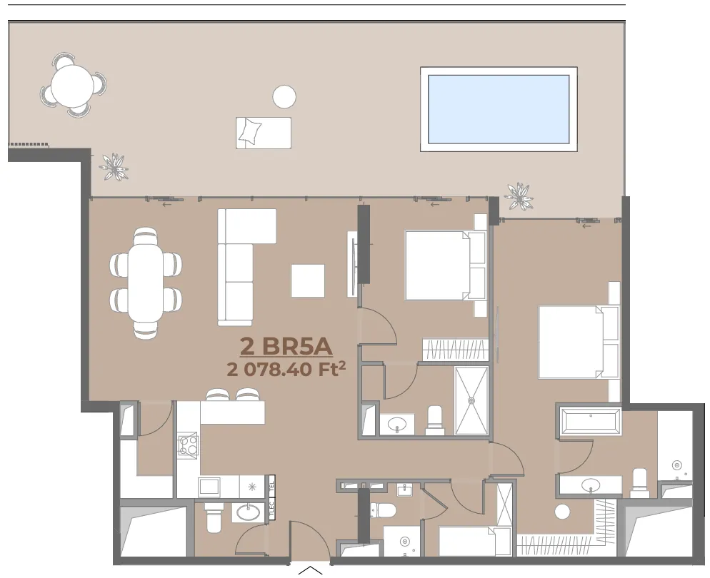 2.5 bedroom Apartments floor plan at House of WELL