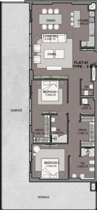 2 bedroom Apartments floor plan at Helvetia Residences