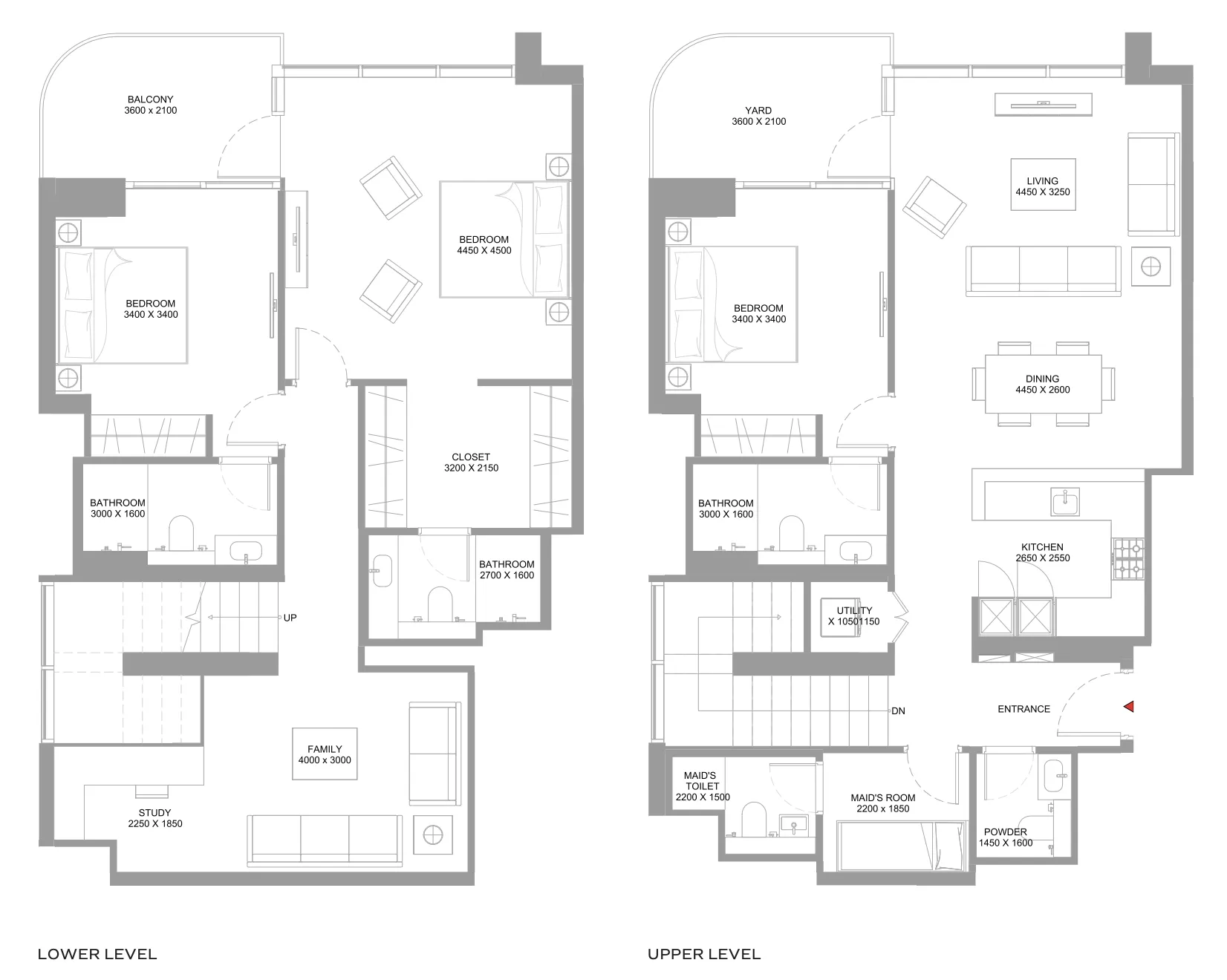 3 bedroom Duplex floor plan at Coastline Beach Residences