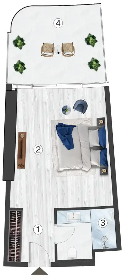 0 bedroom Apartments floor plan at Radisson Blu Hotel & Residences