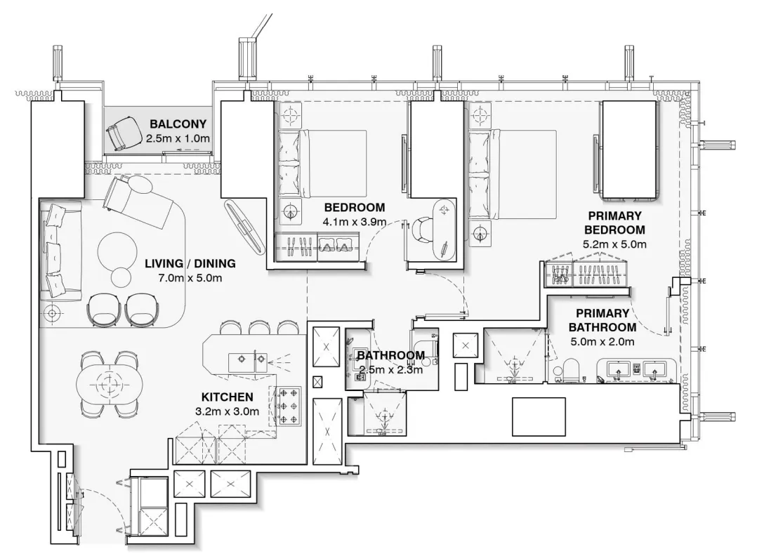 2 bedroom Apartments floor plan at Burj Azizi