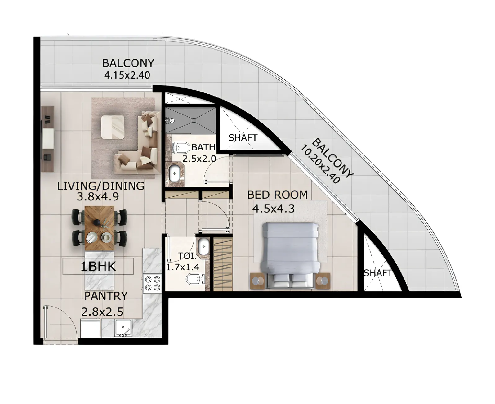 1 bedroom Apartments floor plan at Mayfair Gardens