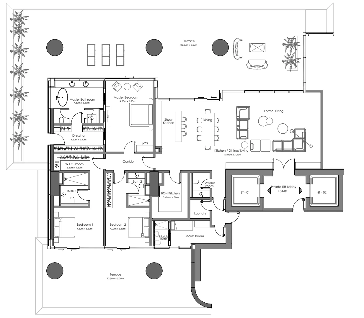 3.5 bedroom Apartments floor plan at Vela Dorchester Collection