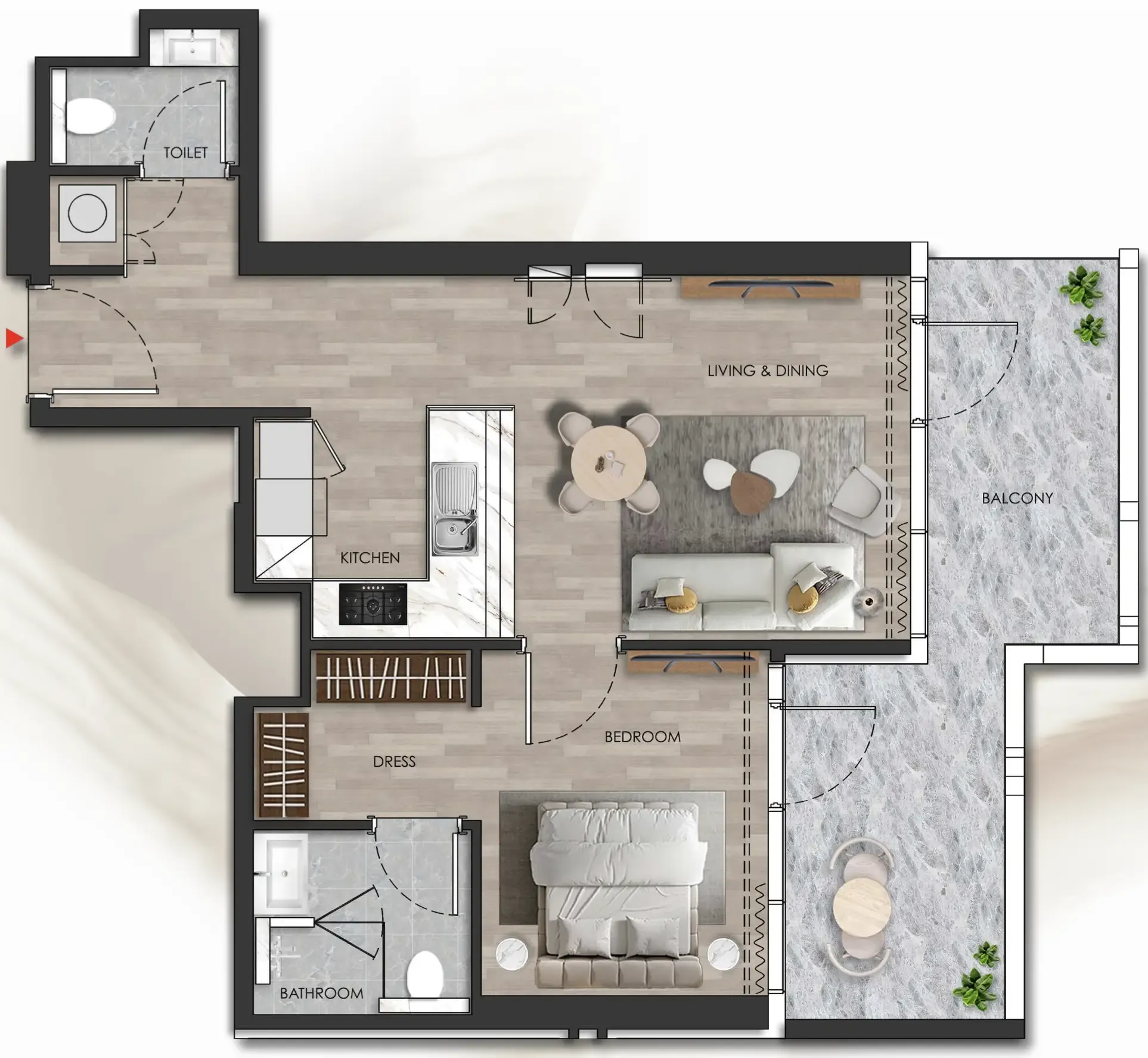 1 bedroom Apartments floor plan at Island Heights