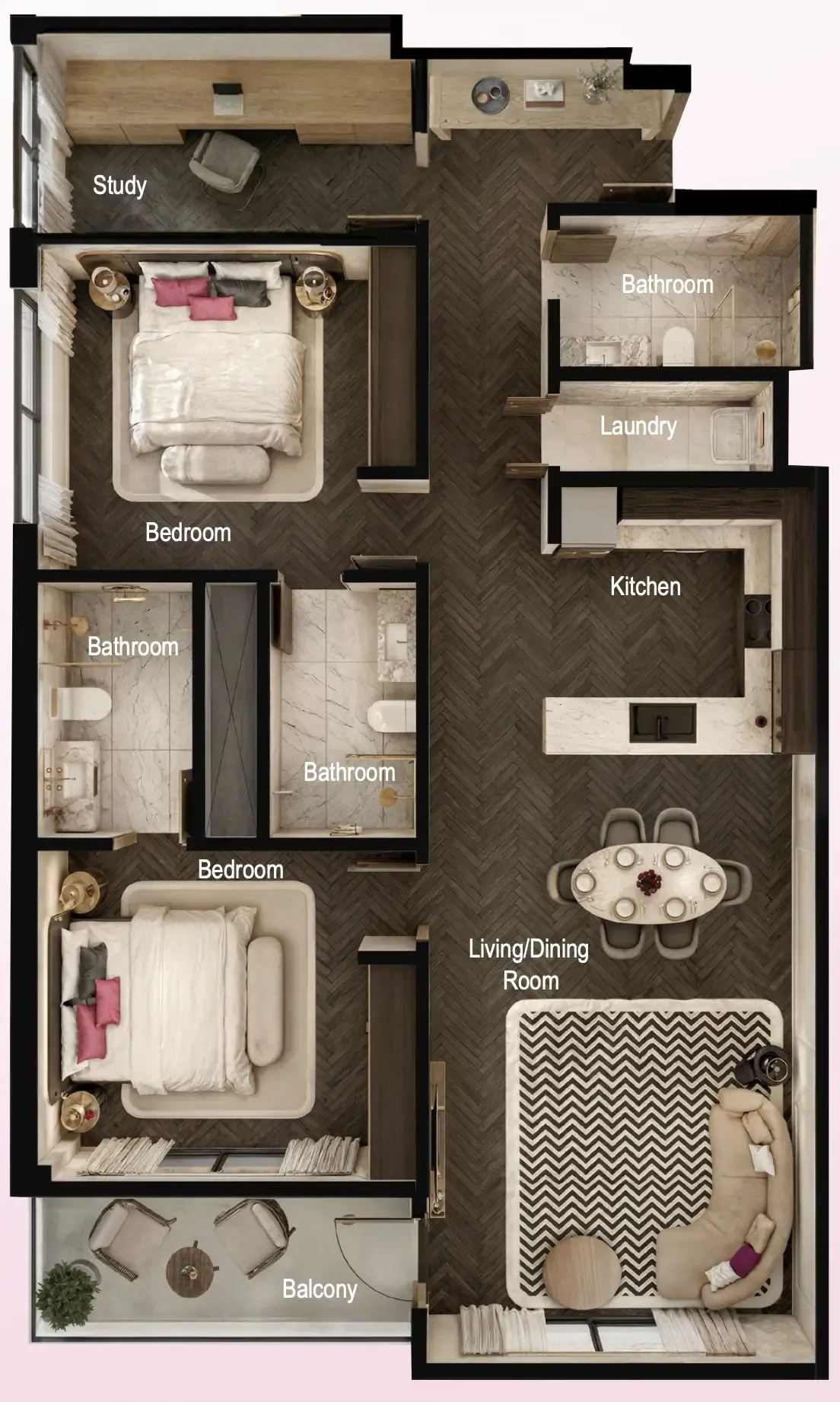 2.5 bedroom Apartments floor plan at Fauchon Residences
