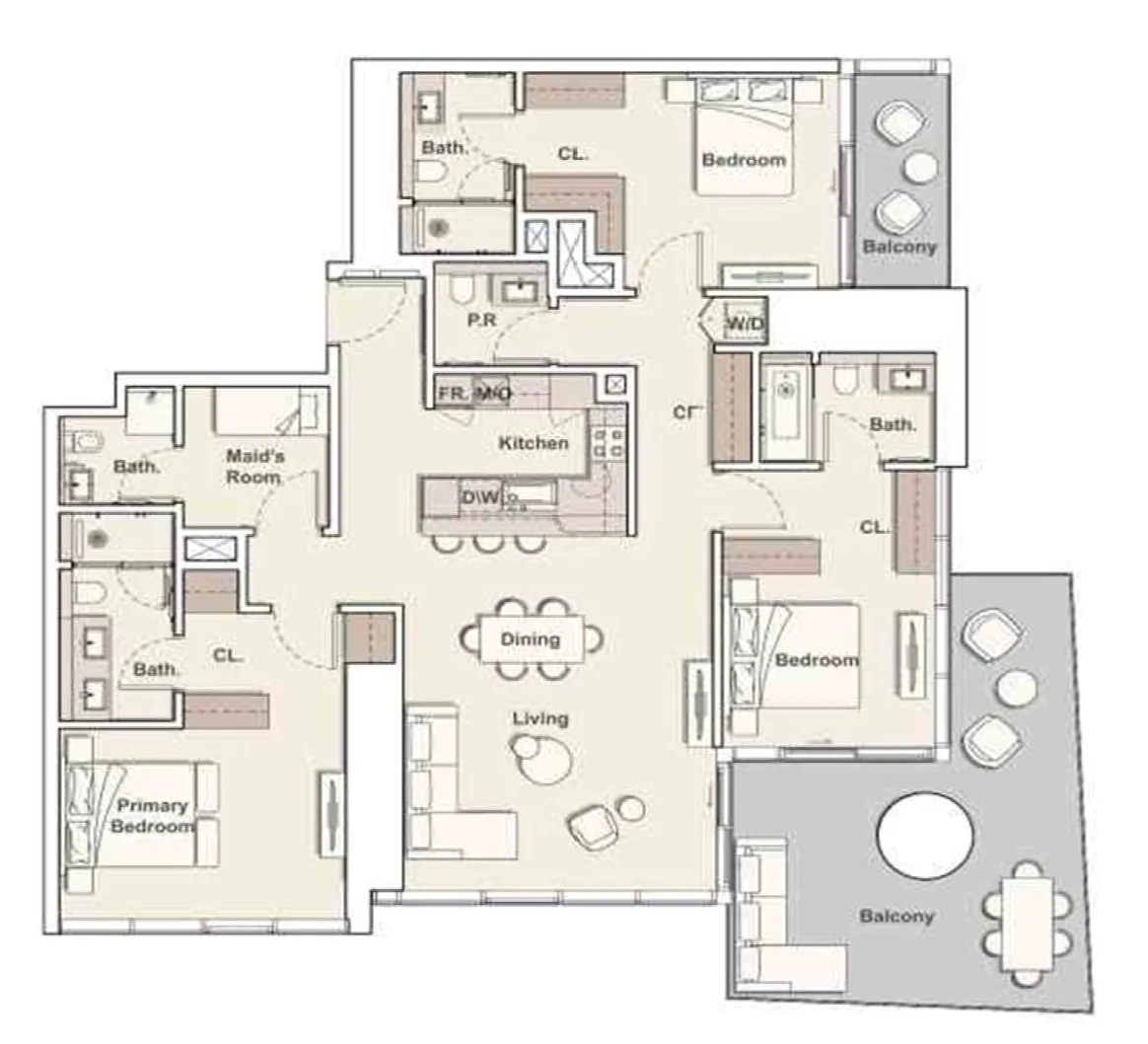 3 bedroom Apartments floor plan at Mercer House