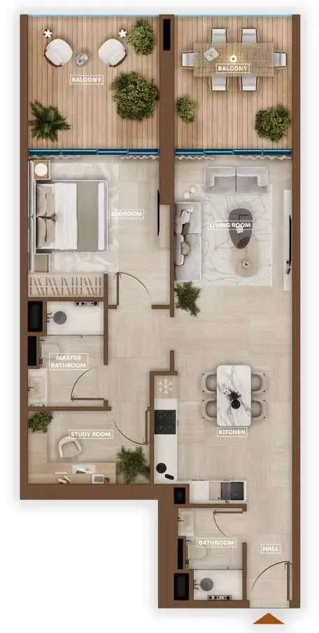 1 bedroom Apartments floor plan at Sky Hills Astra