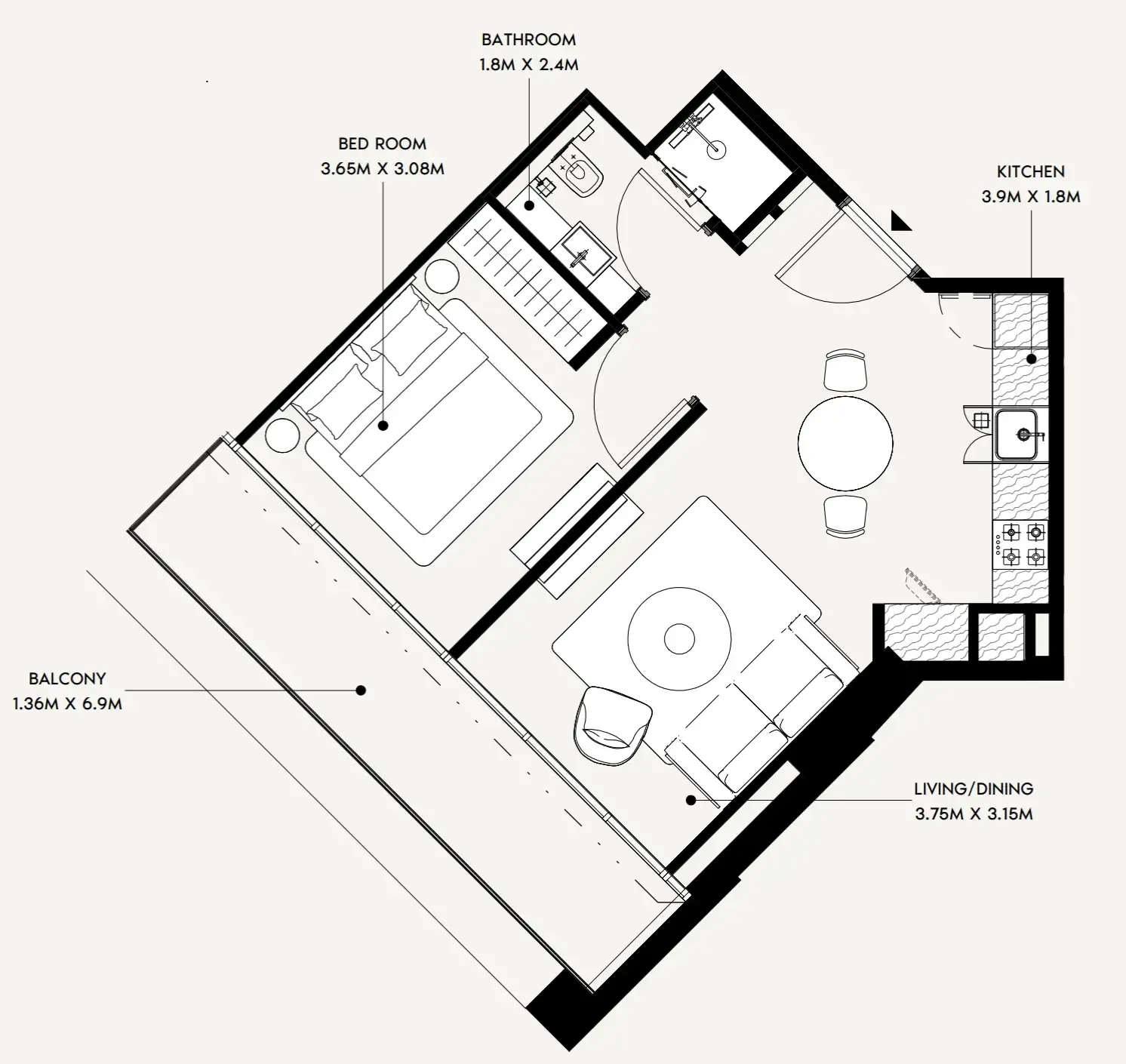1 bedroom Apartments floor plan at Creek Views 4