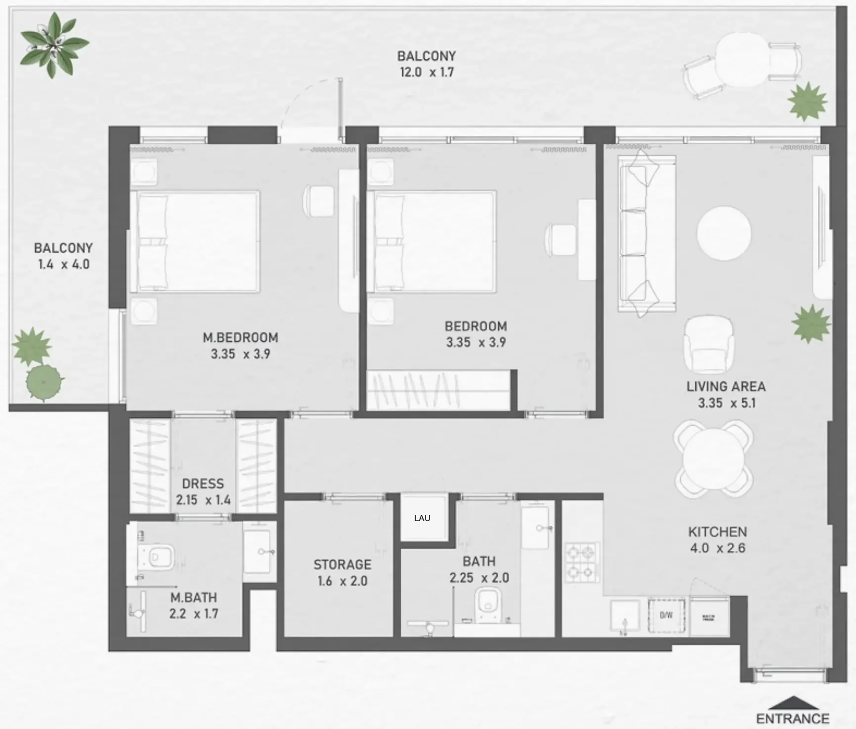 2 bedroom Apartments floor plan at Ayami Residence