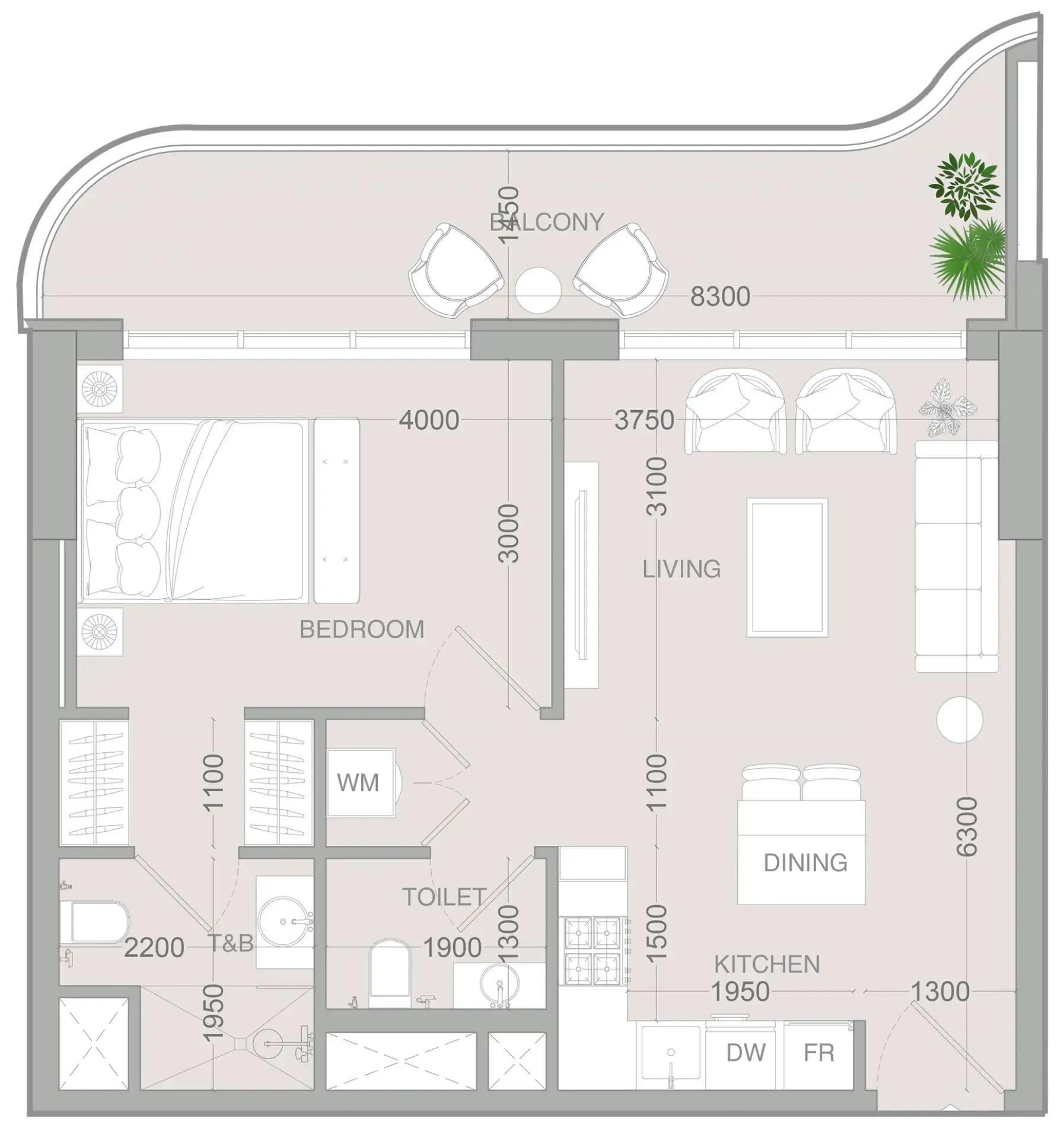 1 bedroom Apartments floor plan at ALTA V1EW