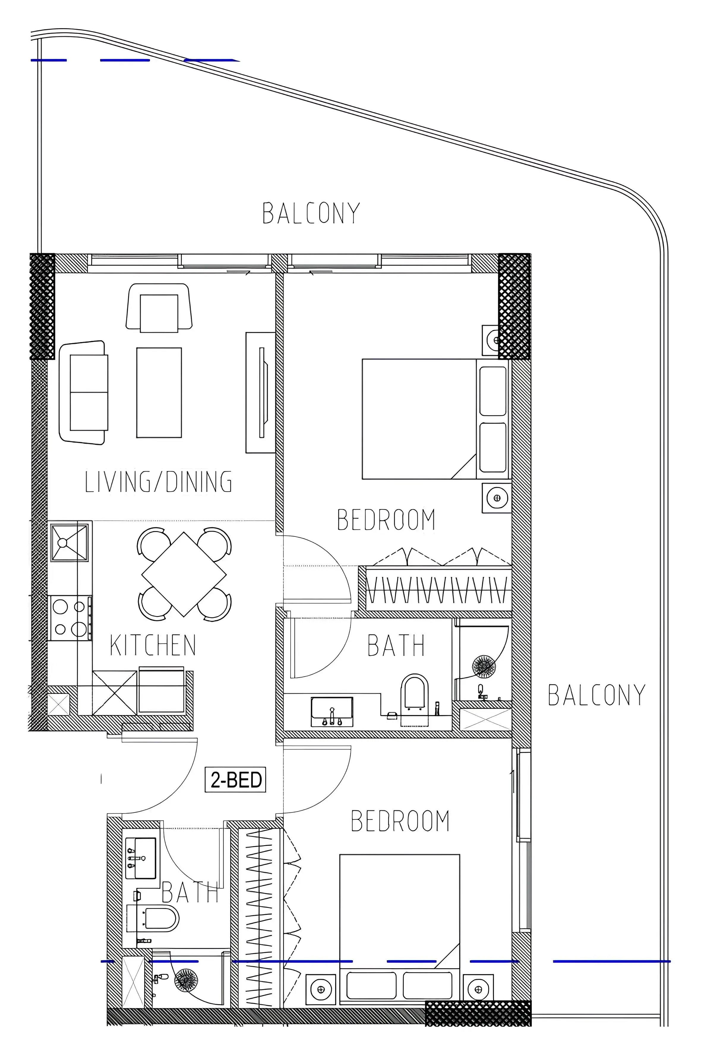 2 bedroom Apartments floor plan at Elo 2 and 3 Damac