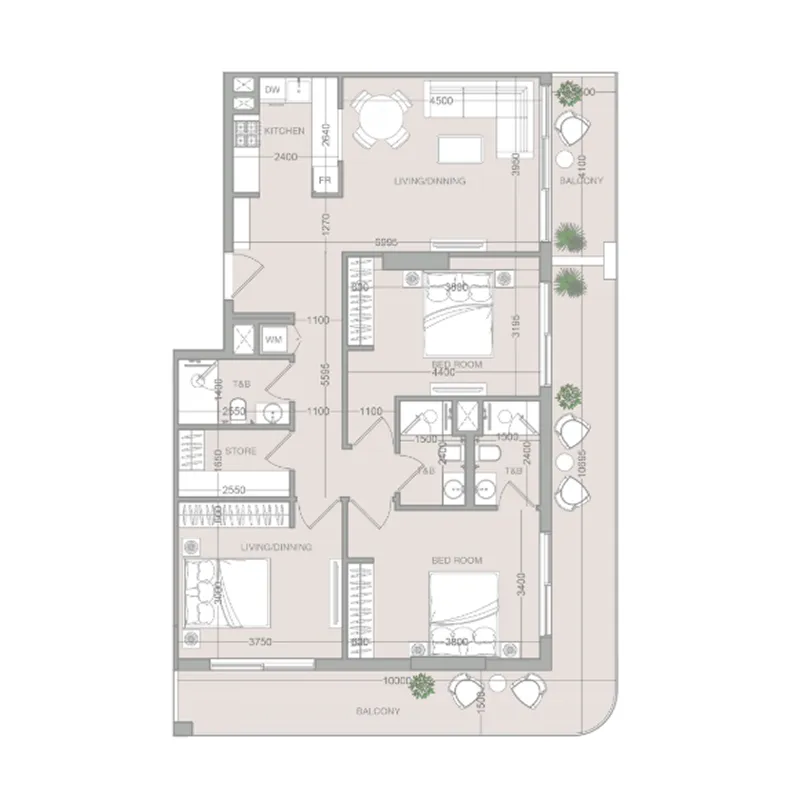 3.5 bedroom Apartments floor plan at VERDAN1A 4
