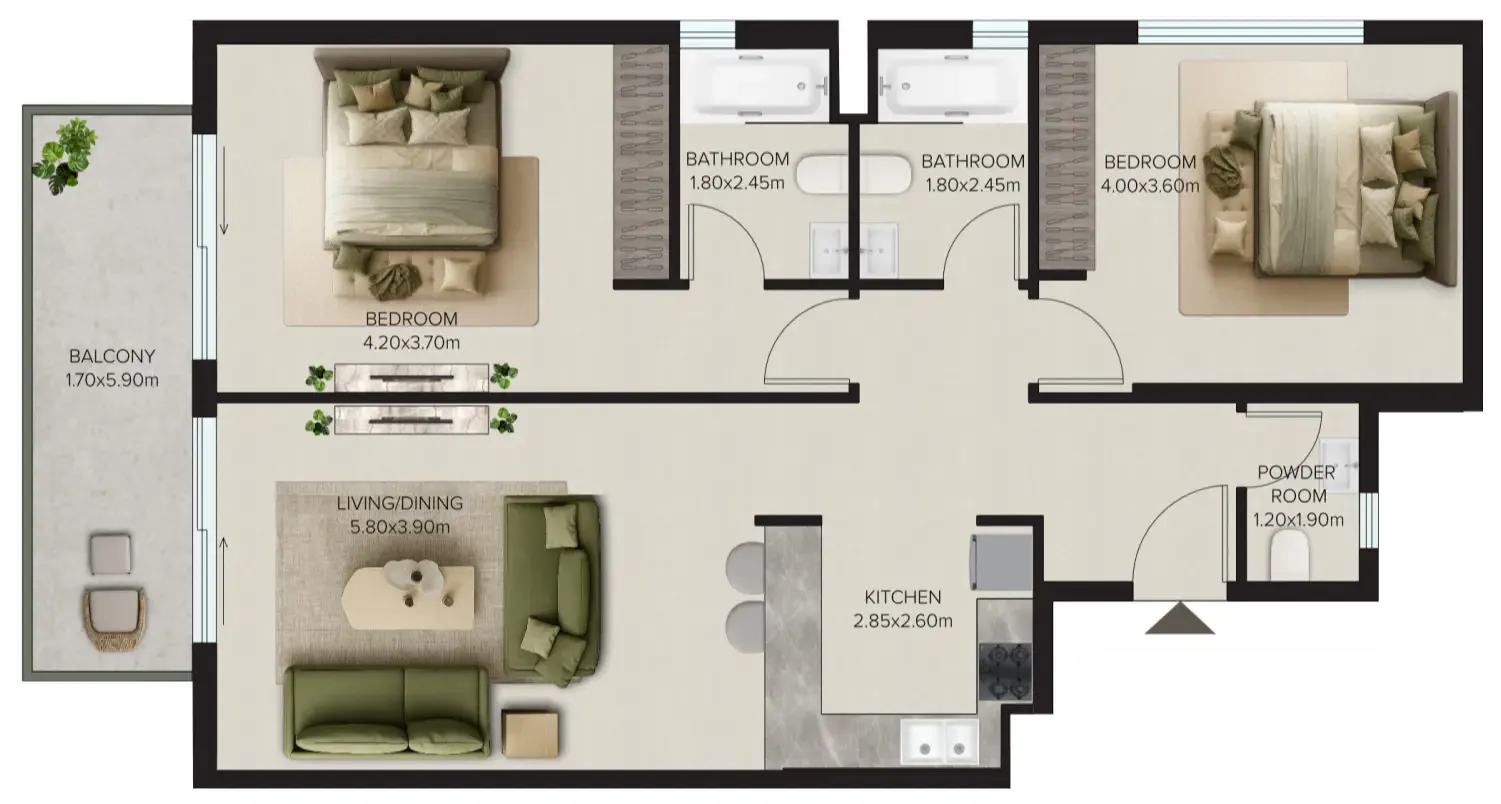 2 bedroom Apartments floor plan at Esplora