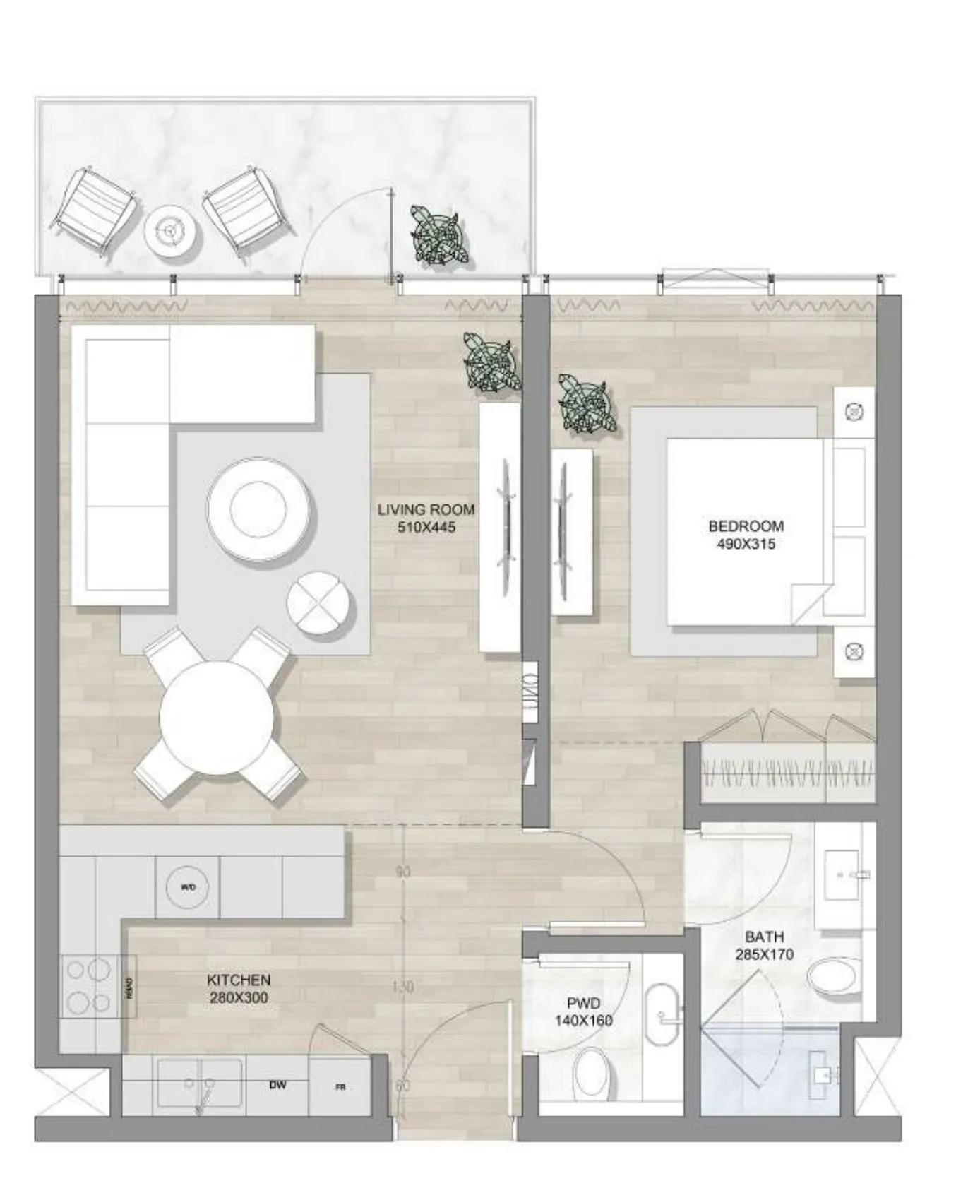 1 bedroom Apartments floor plan at Skai Mina