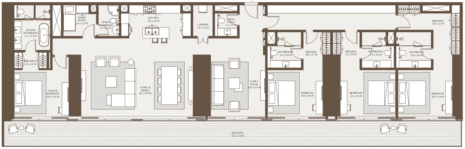 4 bedroom Apartments floor plan at Akala Residences