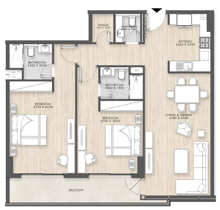 2 bedroom Apartments floor plan at Capital Horizon Terraces