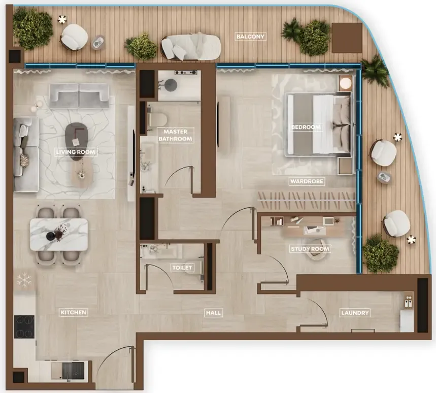 1.5 bedroom Apartments floor plan at Sky Hills Astra