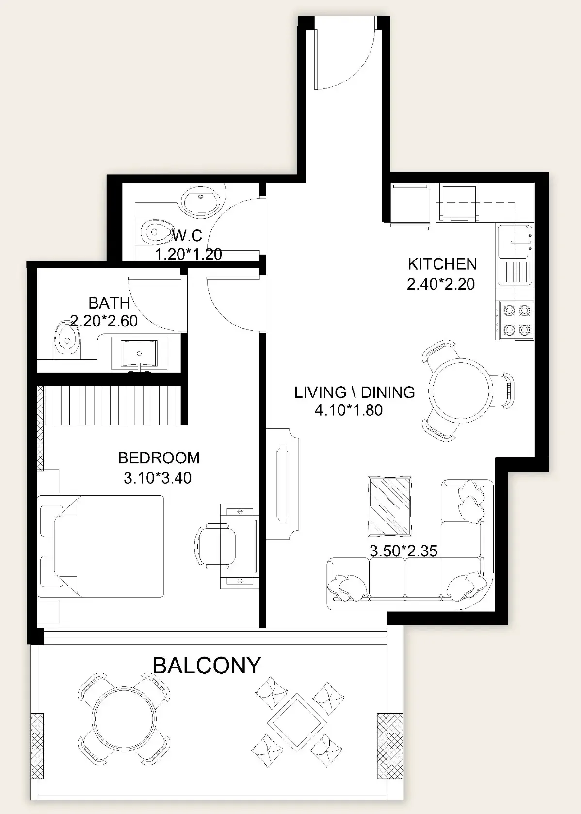 1 bedroom Apartments floor plan at X11