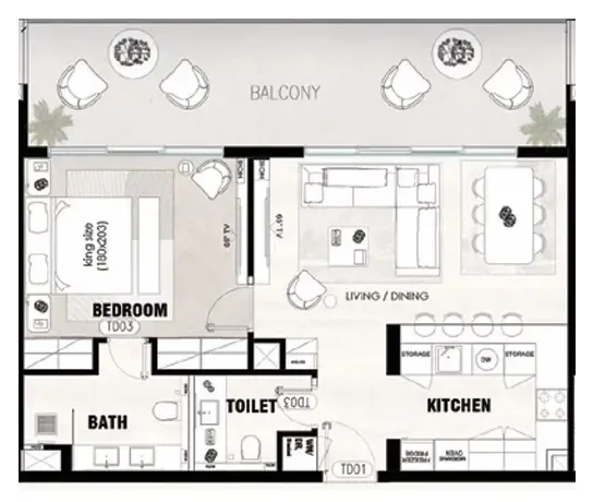 1 bedroom Apartments floor plan at Solcasa Residence