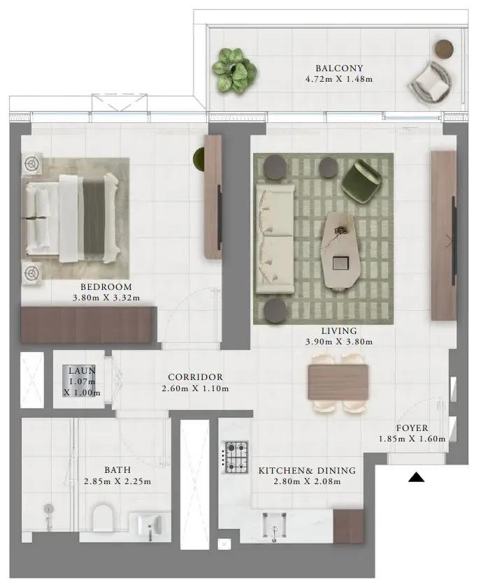 1 bedroom Apartments floor plan at Creek Bay